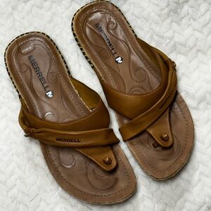 Merrell Women's Tea Leaf Leather Select Grip Sole Sandals Size 7